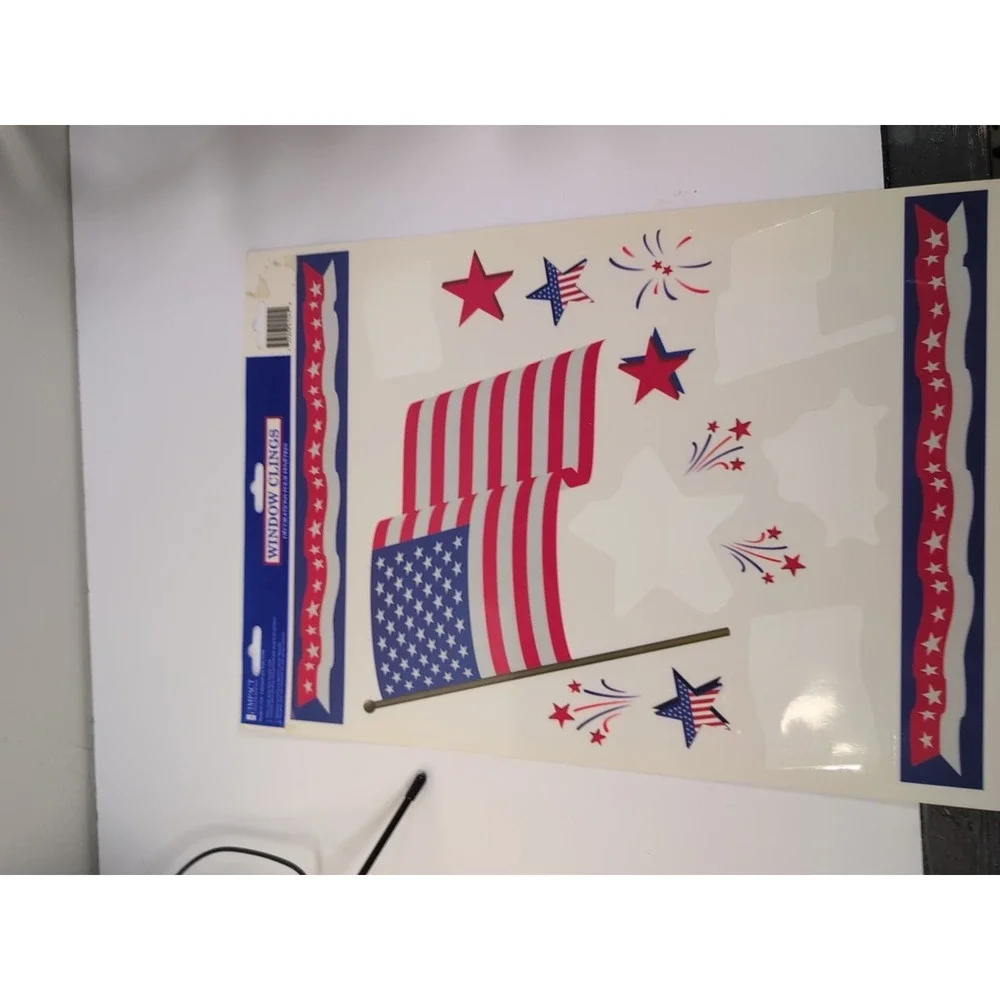 Vintage Classic-Clings Resuable Static Cling Window Decor ‎ American Flags